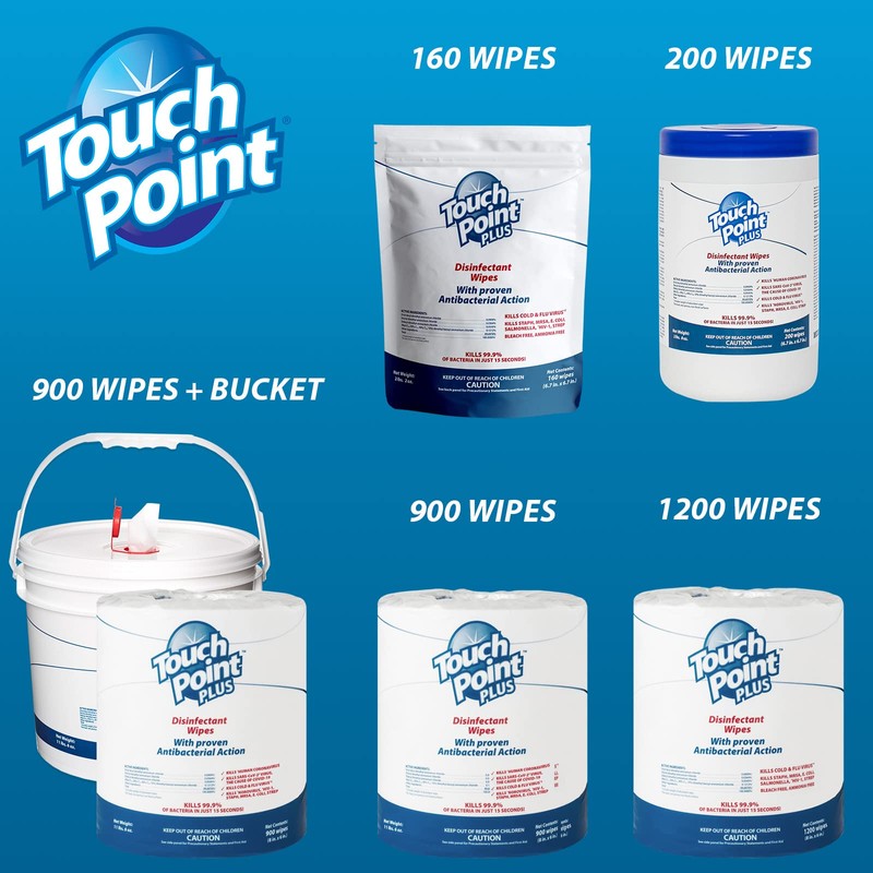 Touch Point Plus Disinfectant Wipes Roll - 1200 8”x6” Wipes,