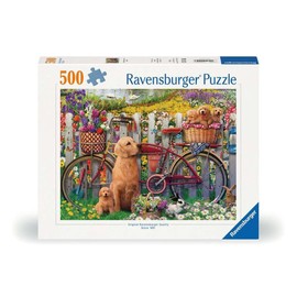 Ravensburger 12000209 - Cute dogs in the garden - 500 pieces jigsaw puzzle – Puzzle for adults and kids age 12 years up,