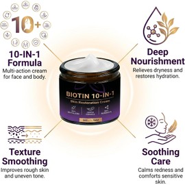 Crema Restauradora de Piel con Biotina y Retinol Hidratante Reparador de Imperfecciones con Centella Asiática para Mejorar la Textura del Rostro y Cuerpo Cuidado Calmante 50g