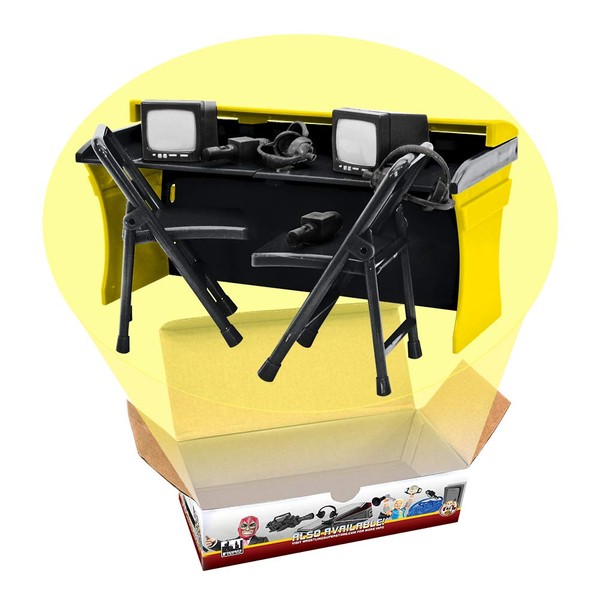 Figures Toy Company Black & Yellow Commentator Table Playset for Wrestling Action Figures