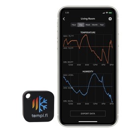 tempi.fi Wireless Temperature and Humidity Sensor - Developed in The USA - 24/7 Data Logger with Alarm – Bluetooth Smart Thermometer and Hygrometer - Bluetooth Only - Not WiFi