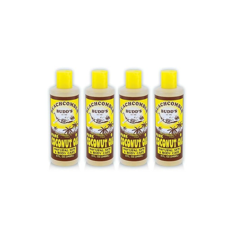 Beachcomber Budd's Pure Coconut Oil 8 oz. Scented 4 Bottles