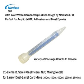 OptiMixer (Low-Waste) Screw-On 25-Element Mixing Nozzle for 200ml, 400ml, 600ml, 1500ml 2-Part cartridges Single,Sample