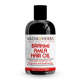 Brahmi-Amla Hair Oil (4oz) by Vadik Herbs | Promotes excellent hair growth and hair conditioning | all natural herbal solution for hair loss, thinning