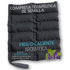 Cojn compresa trmica de semillas y hierbas aromaticas - Ideal para clicos menstruales, Dolores, Descanso, Relajacin. (Negra)                          