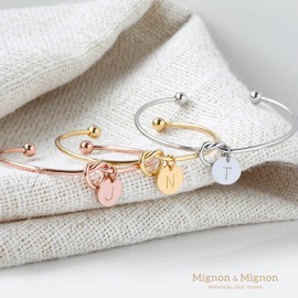 MignonandMignon Tie the Knot Wedding Bridesmaid Proposal Sorority Initial Cuff Bracelet Gift for Her Mother's Day - KBR