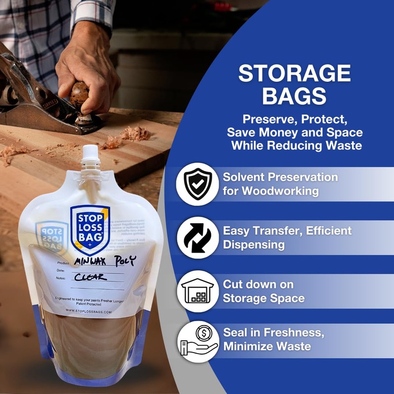 StopLoss Bags 8-Pack for Wood Stains & Finishes with Funnel