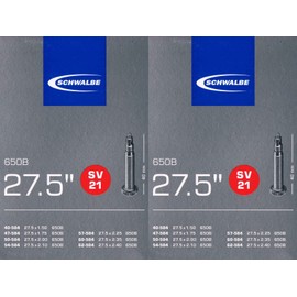 2 x Schwalbe SV 21 Tube 27.5 650B Valve: French Sclaverand SV21 27.5, Presta