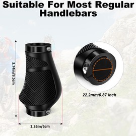 GOUNNU Ergonomic Bicycle Grips, Non-Slip and Shock-Absorbing Bicycle Grips, Double Lock-On Design for 22.2 mm Bicycle, BMX Road Bike, E-Bike (Black (90 mm + 90 mm))