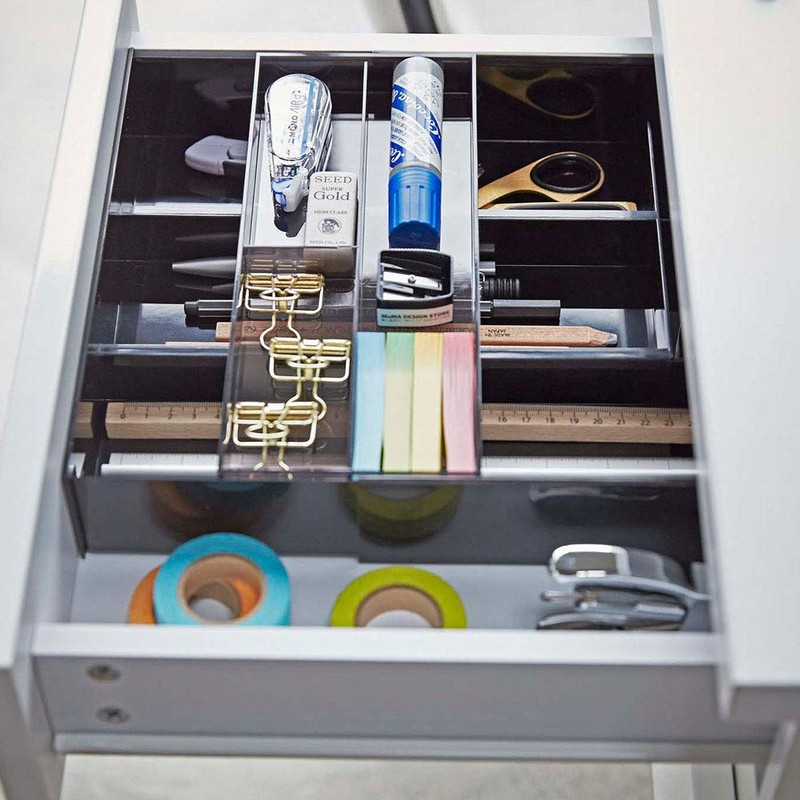 山崎実業(Yamazaki) 伸縮 & スライド デスクトレー ブラック 約W25×D24.6~45×H5.7cm タワー tower 引き出し