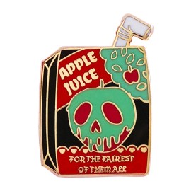 Snow White Poisoned Apple Juice Fairest of Them All 1.4" Lapel Enamel Pin NEW