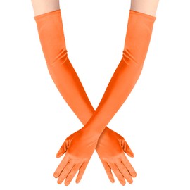 Women's 22'' Long Satin Gloves Orange Elbow Length 1920s Opera Bridal Dance Gloves For Evening Party Opera Costume, Orange