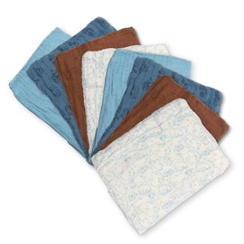 PIPPI Unisex Baby 8 Pack Cloth Nappies / Swaddles / Burp Cloths, Air Blue, One Size, Air Blue