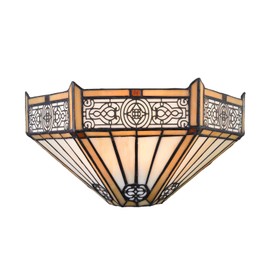 AXILAND Tiffany Wall Light Fixture12 Wide Stained Glass Sconce Antique Vintage Mission Style Light for Hallway Stairway Bedroom Living Room Dingroom
