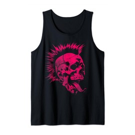 Punk Rock Skull Style Anarchy Rocker Mohawk fuchsia skeleton Tank Top