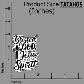 (3Pcs) Blessed by God Loved by Jesus Led by The Spirit Sticker – Christian Faith-Based Decal with Cross Design – Durable for Laptop, Phone, Water Bottle, Journal – Inspirational Gifts 3"x1.5"