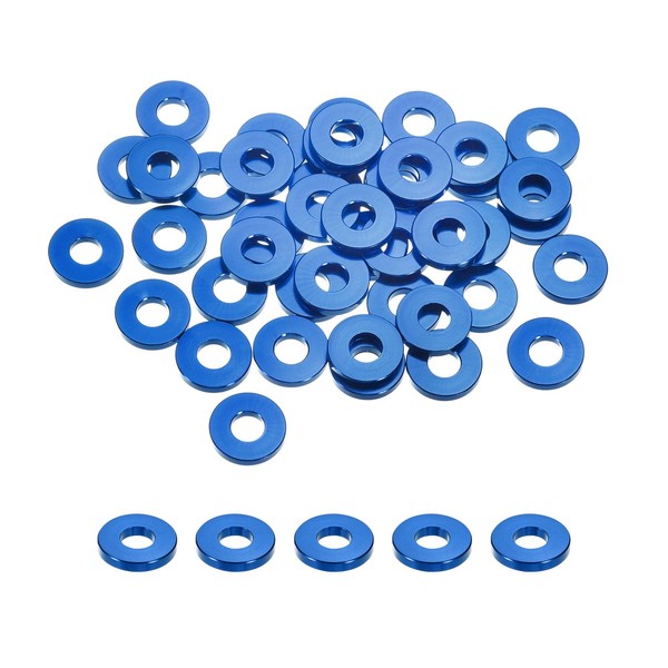 uxcell Flat Washer, Aluminum Alloy, M5, Thick, Dark Blue Washer,