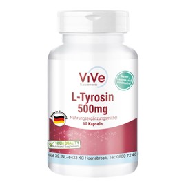 L-Tyrosine 500 mg – 60 Capsules – High Dose – Proteinogenic Amino Acid | Quality from Germany ViVe Supplements