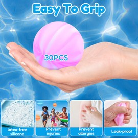 ZZXLOPEZ Wiederverwendbare Wasserballons, 30 Stück Silikon Wasserbombe, Schnell Befüllbare Weiche Wasserbomben, Pool Spielzeug, Strandspielzeug, Wasserbomben aus Silikon, Wasserspielzeug Outdoor