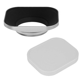 Haoge 43mm スクエアメタルscrew-inレンズフードfor Voigtlander Nokton Classic 35mm f1.4 40mm f/1.4 MC SC VM, Carl Zeiss Biogon T ZM 35mm f2.8 35mm f2, Leica X Typ 113, Leica X Vario Type 107 レンズ 銀