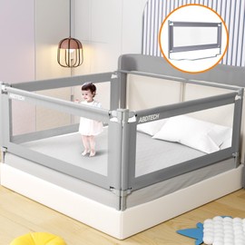 Abdtech Bed Guard Rail for Toddlers - Safety Toddler Baby Bed Rail Guard with Reinforced Large S-Shape, Infants Height Adjustment Guardrail for Queen King Size Full Size Bed - 1 Pack, 74.8”