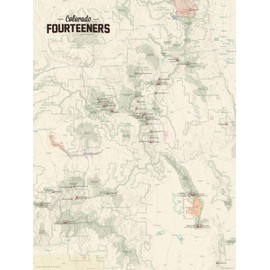 58 Colorado 14ers Map 18x24 Poster (Tan)