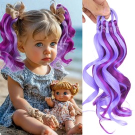 Mini Colorful Rubber Band Ponytail – Colored Braids Hair Extensions with Rubber Band Playful & Stylish Hair Accessory (PurPle)