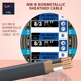 VN Infinite quality 8/3 NM-B Non-Metallic Sheathed Cable Stranded Residential Indoor Wire (50-FT)