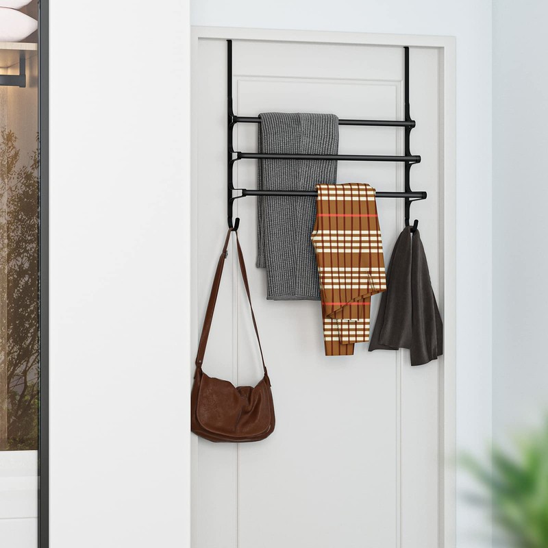 Over The Door Towel Rack, Extendable Triple Towel Storage Holder