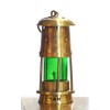 Antique Brass Miner Oil Lamp Nautical Maritime Green Glass Ship