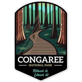 Squiddy Congaree National Park Hiked It Liked It - Vinyl Sticker Decal for Phone, Laptop, Water Bottle (3" high)
