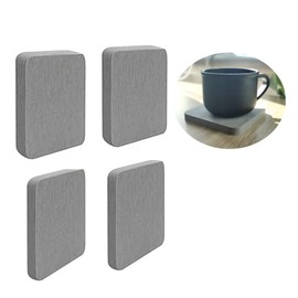 Bcnyihe Set of 4 Water Absorbent Diatomite Drink Coasters, Diatomaceous Earth Soap Holder Water Drying Soap Saver Dish Toothbrush Holder Set for Bathroom and Kitchen (Light Grey)