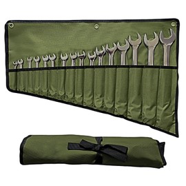 BLIRITEL 16 Pockets Wrench Roll Up Pouch, Wrench Roll Organizer and Tool Storage, Rolled Tool Pouch for Mechanic Electrician Craftsman (Green)