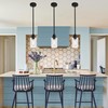 MELUCEE Kitchen Island Pendant Lighting 3 Pack Adjustable Black Hanging