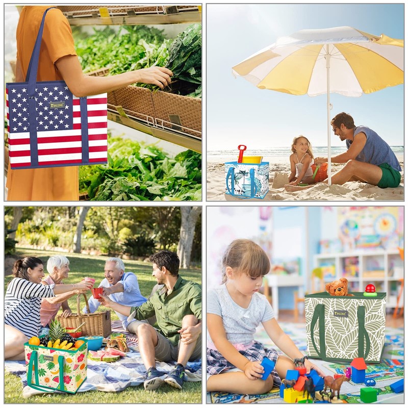 BALEINE 3Pk Reusable Grocery Bags, Foldable Shopping Bags for Groceries