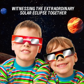 Lesome 6Pcs Red Solar Eclipse Glasses 2024 AAS CE and ISO Certified Approved Safe Shades,Advanced Filter,Direct Sun Viewing for Solar Eclipse
