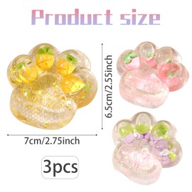 3 Pcs Cat Paw, Fruit Cat Claw, Animals Stress Relief Paw, Toy Squeeze Soft Fidget Toys for Girl, Handmade Stress Relief Novelty for Anxiety,Soft Animal Squeeze Toys for Boys, Girls, Adult