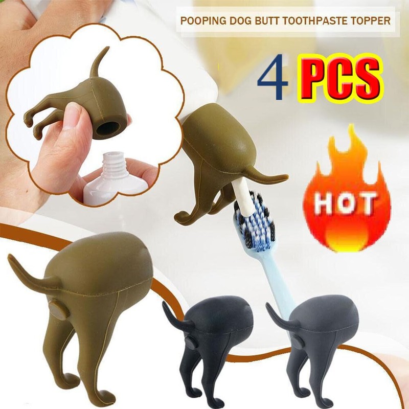 LALOCAPEYO 4PCS Toothpaste Dispenser Toothpaste Squeezer Funny Gift Toothpaste Cap