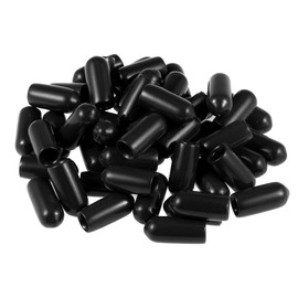 TA-VIGOR 50Pcs Rubber End Caps, 6mm ID Round Flexible Screw End Caps Thread Protectors, Black Vinyl Bolt Covers Rubber Covers for Screws, Tubes, Cables, Wires, etc
