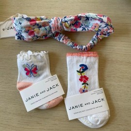 Janie and Jack Baby Girl Sock and Headband Bundle Size 0-3 Months