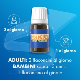 Sustenium Memo Fosforo - Integratore alimentare a base di Fosfoserina, Glutammina, Vitamina B6 ed Eleuterococco. Energia per la mente. Confezione da 10 flaconcini (10ml)