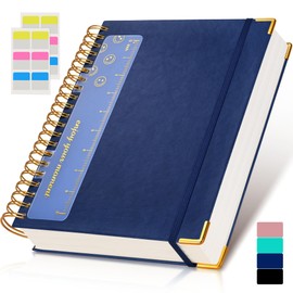 Spiral Notebook Journal 8.5” x 11”, 300 Pages Hardcover Leather Lined Journals for Women Men, A4 Large College Ruled Notebooks with 100 GSM Thick Paper, Spiral Journal for Writing Work School, Navy