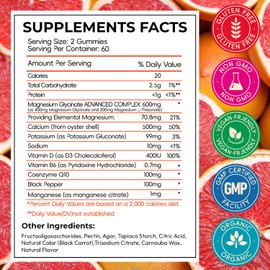 CNFHDI CNFHDI Magnesium Glycinate Gummies for Women & Kids, High Absorption Magnesium Citrate with L-Threonate, Calcium, B6, D3, Chews Gummy, Relaxation, Stress Relief, Night Rest