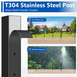 Zylorix 42" T304 Stainless Steel Cable Railing Post Black(Post 41"x2"x2"), Level Drilled Railing Post with Cable Grommets, Fixed Top Mount Cable Handrail Post for Indoor Outdoor Deck Balcony Staircase