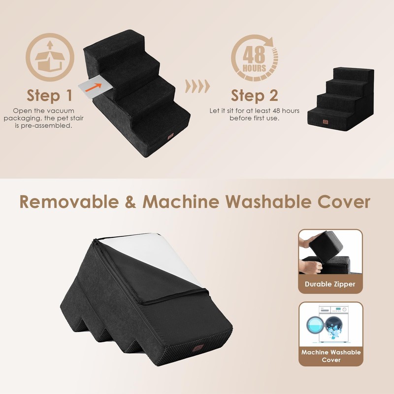 EHEYCIGA Dog Stairs for Bed 18" H, 4-Step Dog Steps