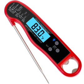 Termómetros para Carne Impermeable - Termómetro Digital de Cocina Inoxidable con Lectura Instantánea Pantalla LCD y Plegable de la Sonda de Metal...  