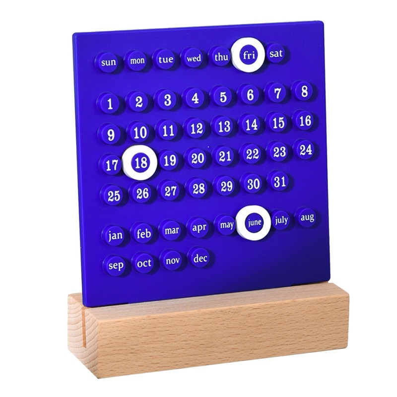Wooden Kids Calendar DIY Hand Operated Develop Planning Skills Perpetual