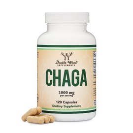 Double Wood Supplements Chaga Mushrooms Capsules 120 Count (1,000mg Chaga Mushrooms Powder per Serving) High in Polysaccharides, Beta Glucans, and Terpenoids - Grown and Made in The USA, Vegan Safe, Organic by Double Wood