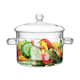 Glass Pots for Cooking on Stove, 1.5L/50oz Glass Cooking Pot with Lid, Heat-Resistant Simmer Pot for Stove Potpourri, Saucepan Pot FIts for Cooking, Soup, Milk, Tea.