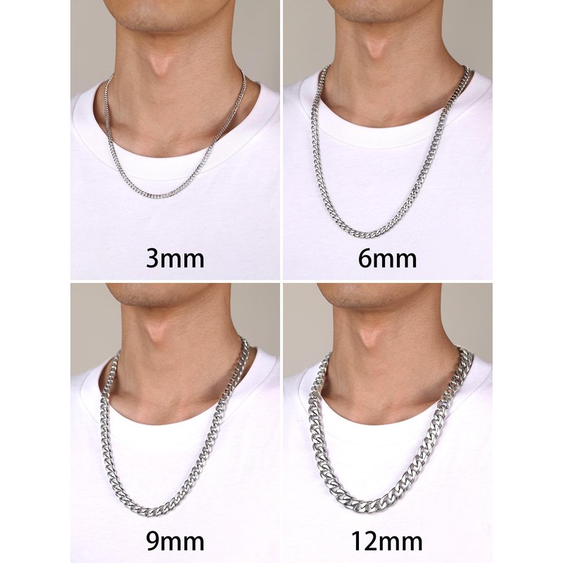 ChainsHouse Kihei Chain Necklace for Men, Silver, Surgical Stainless, Hypoallergenic,